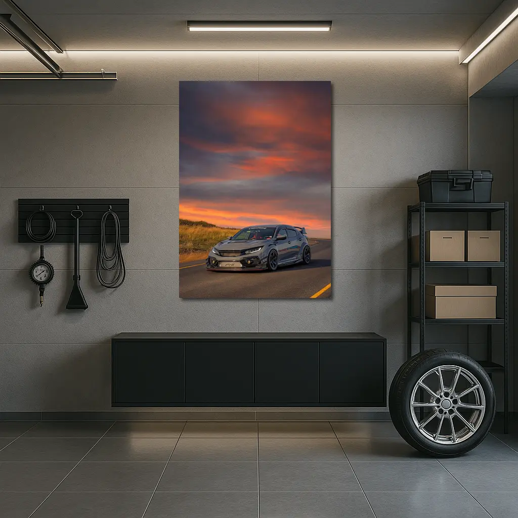 Honda Civic Type R Grey Sunset Sky – Wall Art