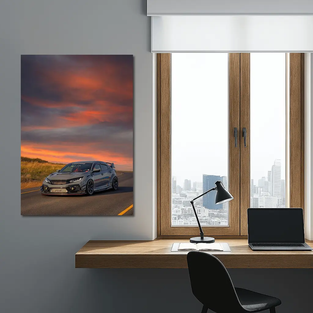 Honda Civic Type R Grey Sunset Sky – Wall Art
