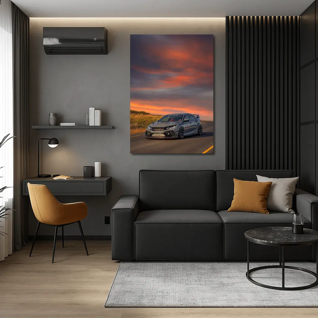 Honda Civic Type R Grey Sunset Sky – Wall Art