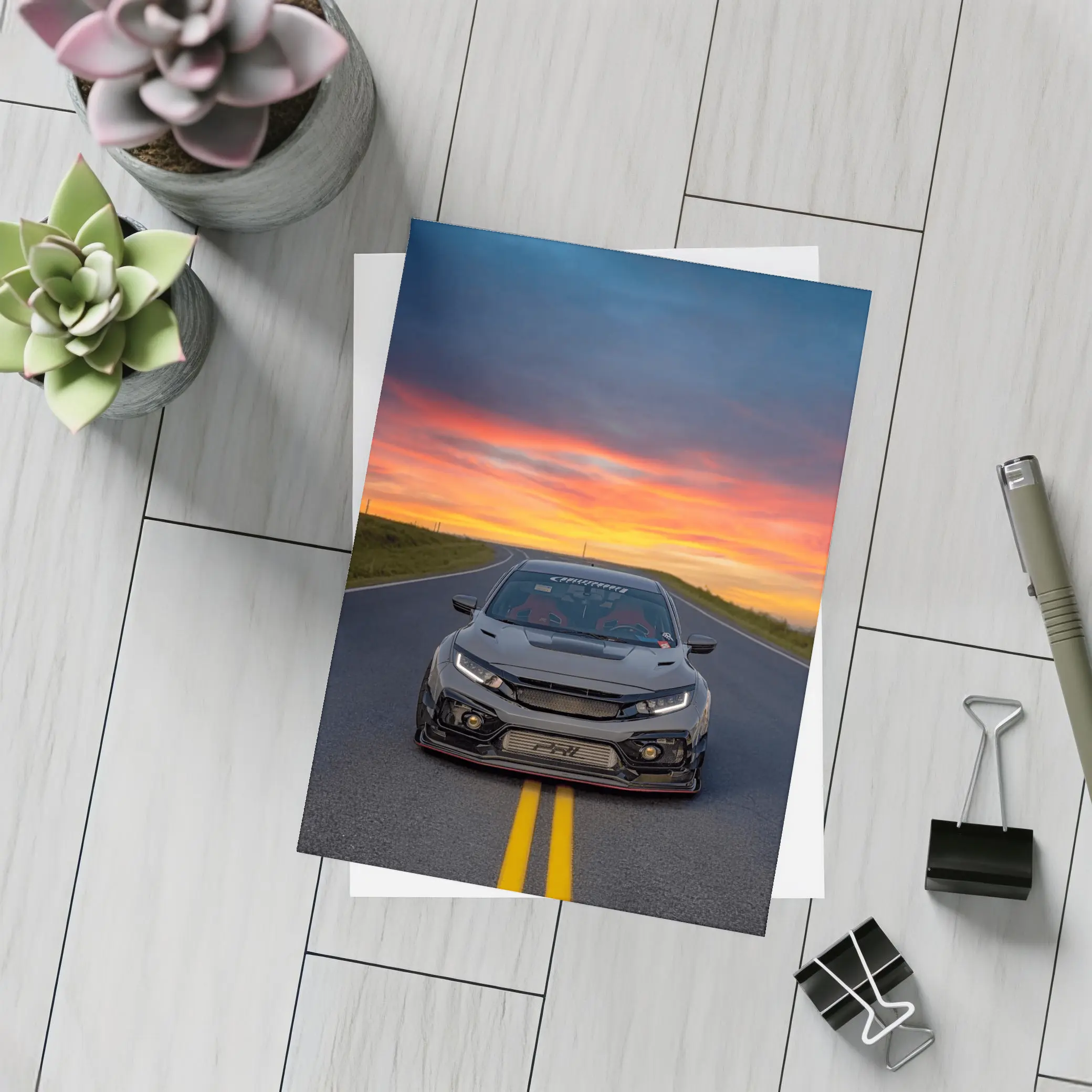 Honda Civic Type R Sunset Road – Postcards