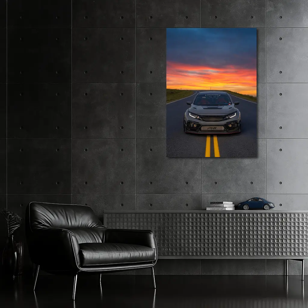 Honda Civic Type R Sunset Road – Wall Art