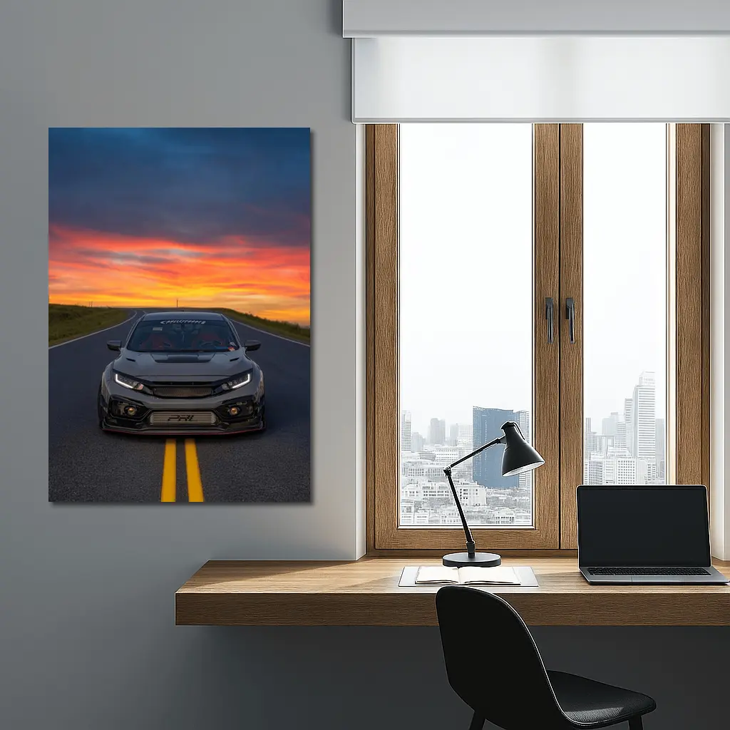 Honda Civic Type R Sunset Road – Wall Art