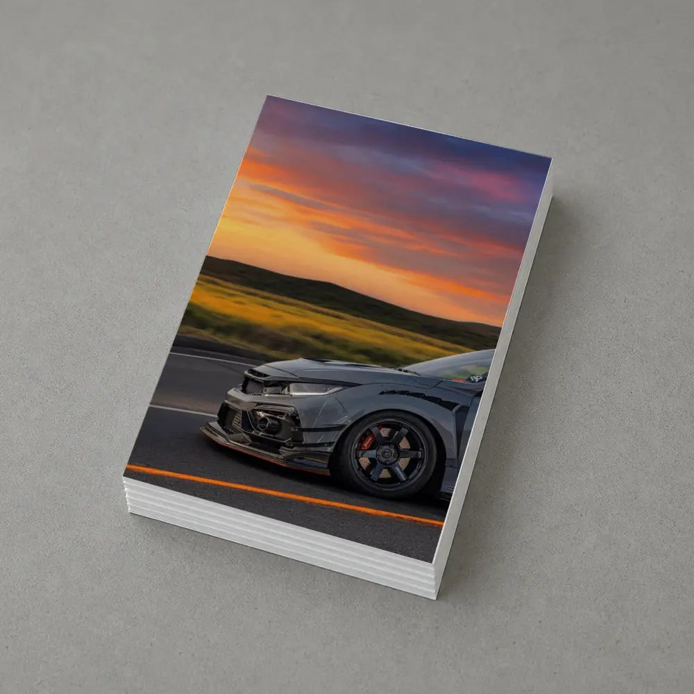 Honda Civic Type R Grey Sunset Road – Postcards