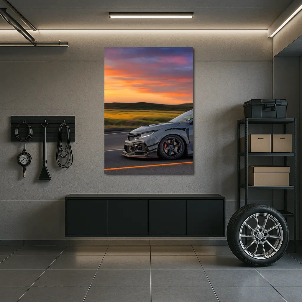 Honda Civic Type R Grey Sunset Road – Wall Art