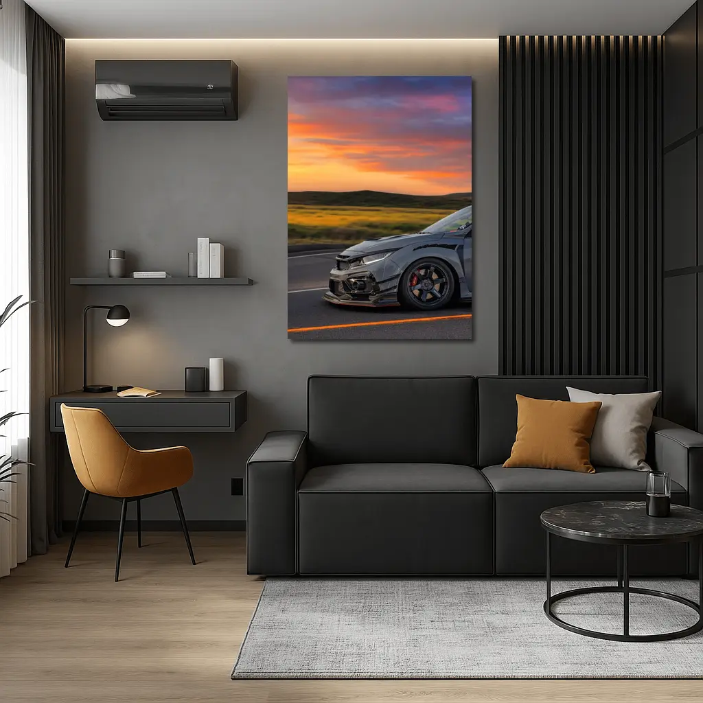 Honda Civic Type R Grey Sunset Road – Wall Art