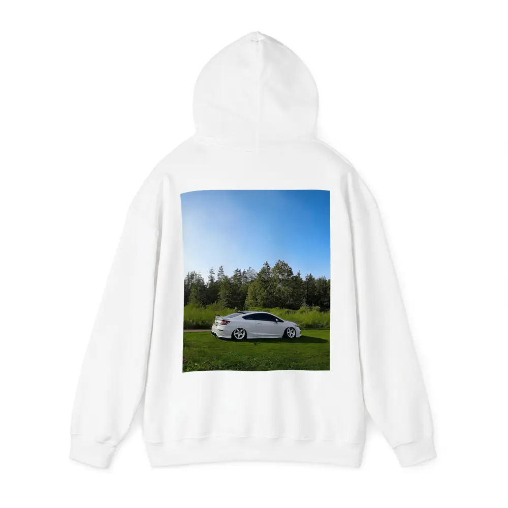 Honda Civic Coupe Slammed White Nature Setting – Hoodies
