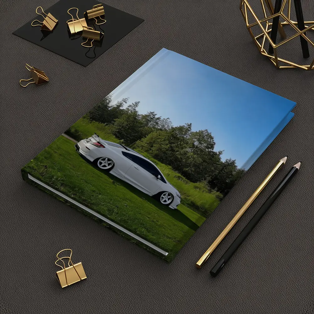 Honda Civic Coupe Slammed White Nature Setting – Notebooks