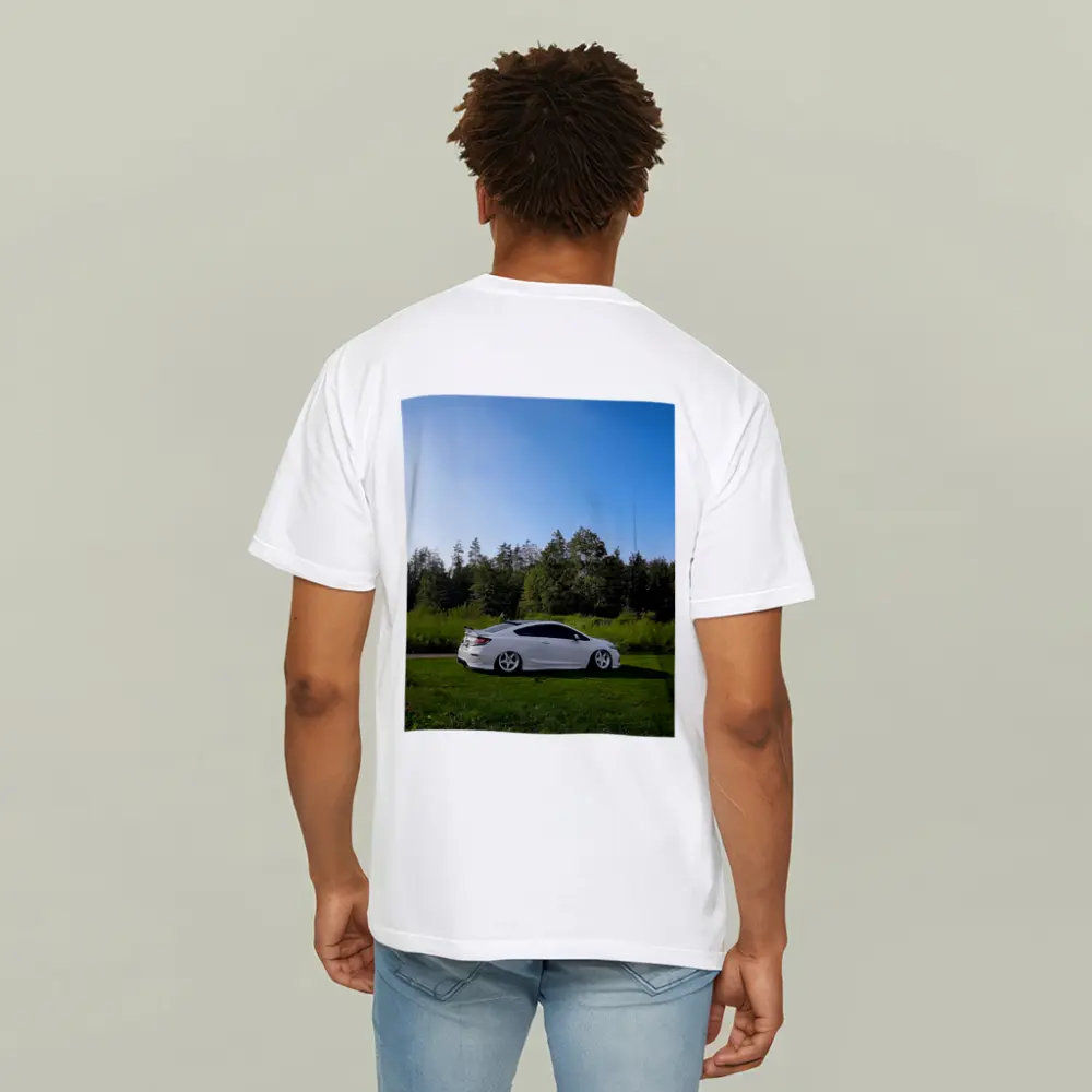 Honda Civic Coupe Slammed White Nature Setting – T-Shirts