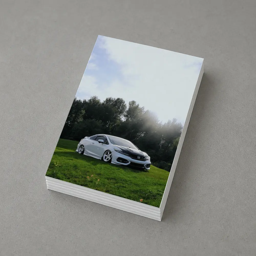 Honda Civic Coupe Slammed Green Hillside – Postcards