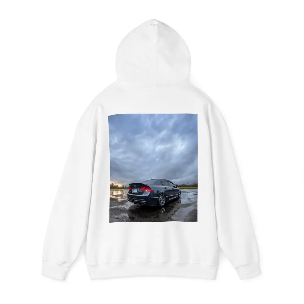 Honda Civic Sedan Wet Parking Lot Cloudy Sky – Hoodies
