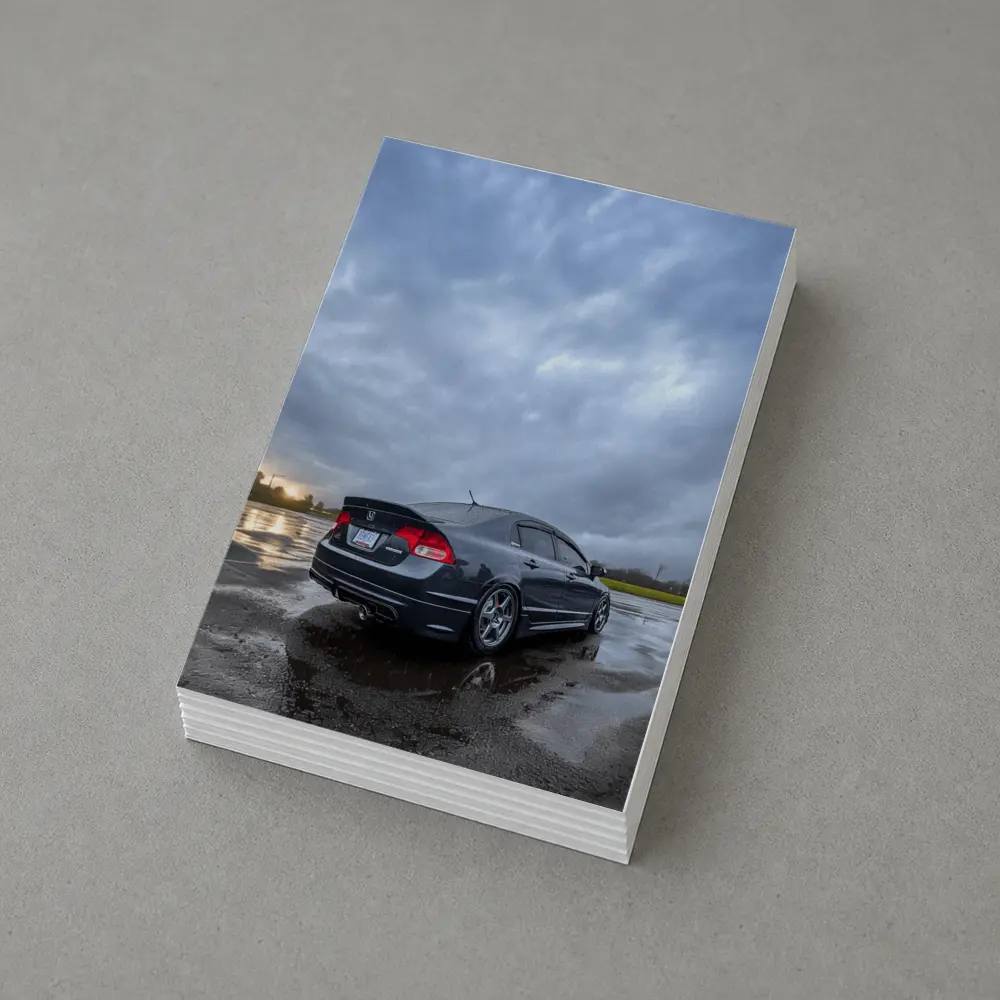 Honda Civic Sedan Wet Parking Lot Cloudy Sky – Postcards