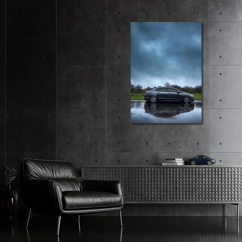 Honda Civic Sedan Rainy Day Dark Sky – Wall Art