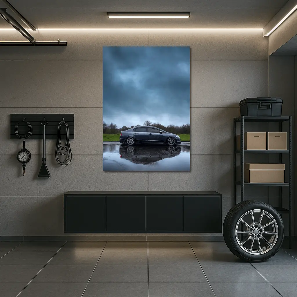 Honda Civic Sedan Rainy Day Dark Sky – Wall Art