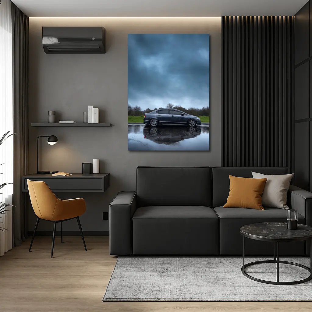 Honda Civic Sedan Rainy Day Dark Sky – Wall Art
