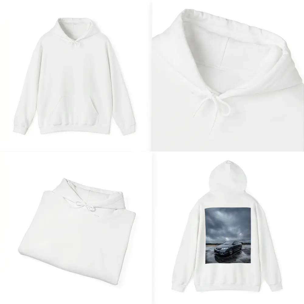 Honda Civic Sedan Wet Parking Lot Overcast – Hoodies