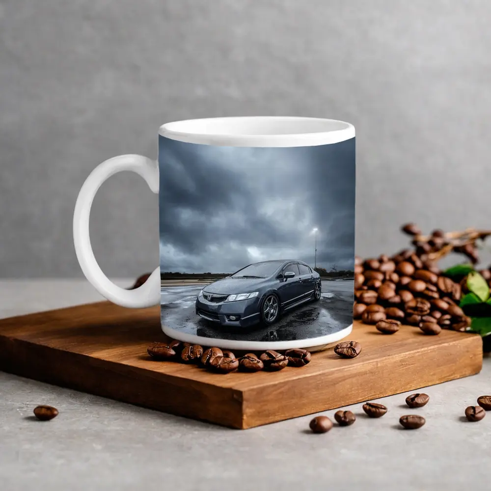 Honda Civic Sedan Wet Parking Lot Overcast – Mugs