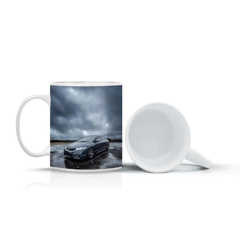 Honda Civic Sedan Wet Parking Lot Overcast – Mugs