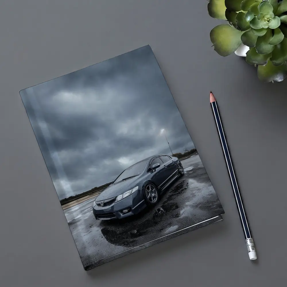 Honda Civic Sedan Wet Parking Lot Overcast – Notebooks