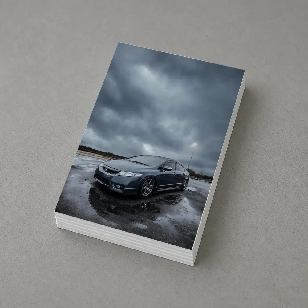 Honda Civic Sedan Wet Parking Lot Overcast – Postcards