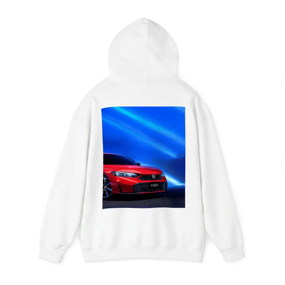 Honda Civic Red Against Blue Neon Background – Hoodies
