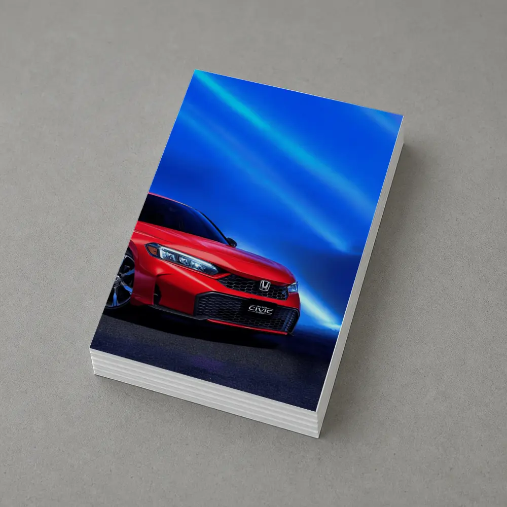 Honda Civic Red Against Blue Neon Background – Postcards
