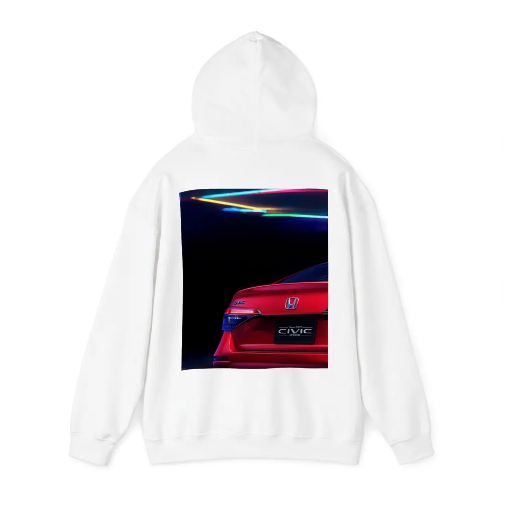 Honda Civic Hybrid Red Neon Dark Background – Hoodies