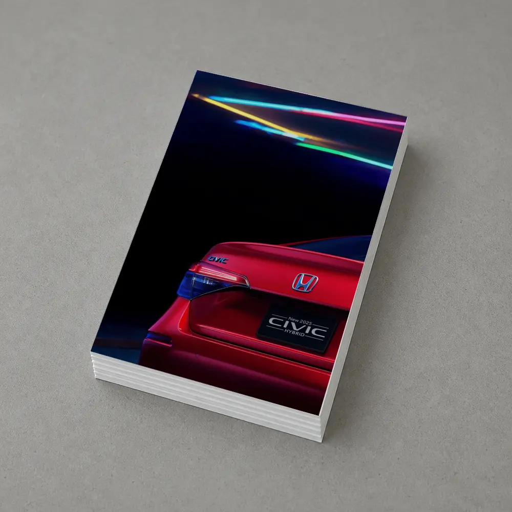 Honda Civic Hybrid Red Neon Dark Background – Postcards