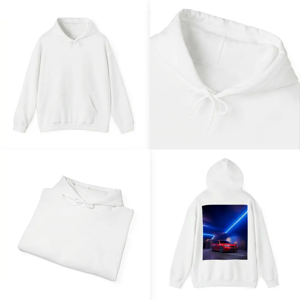 Honda Civic Red Under Blue Neon Lights – Hoodies