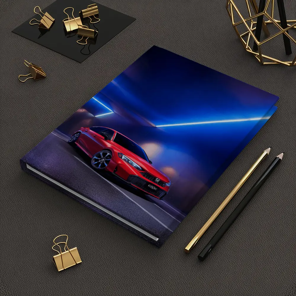 Honda Civic Red Under Blue Neon Lights – Notebooks