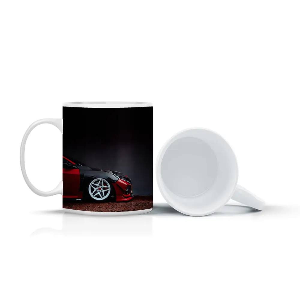 Honda Civic Red Black Wide Body Dark Background – Mugs