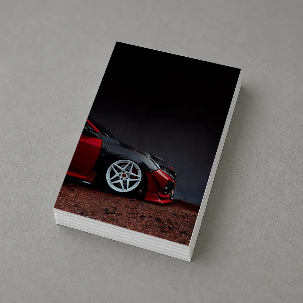 Honda Civic Red Black Wide Body Dark Background – Postcards