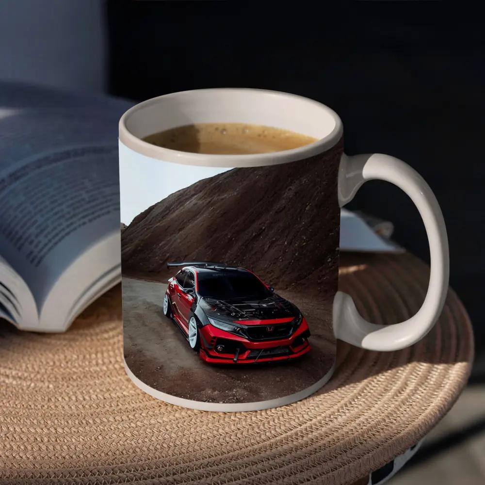 Honda Civic Red Modified Car Mountain Backdrop – Mugs