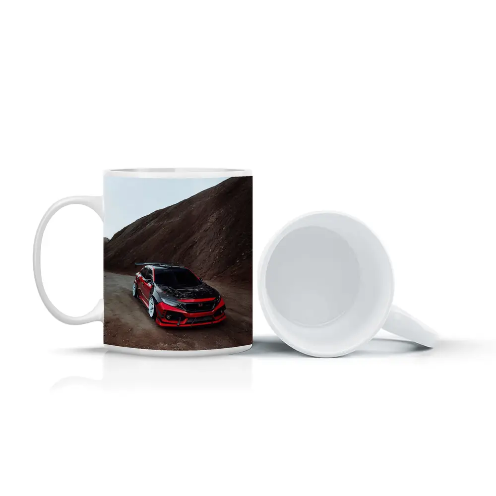 Honda Civic Red Modified Car Mountain Backdrop – Mugs