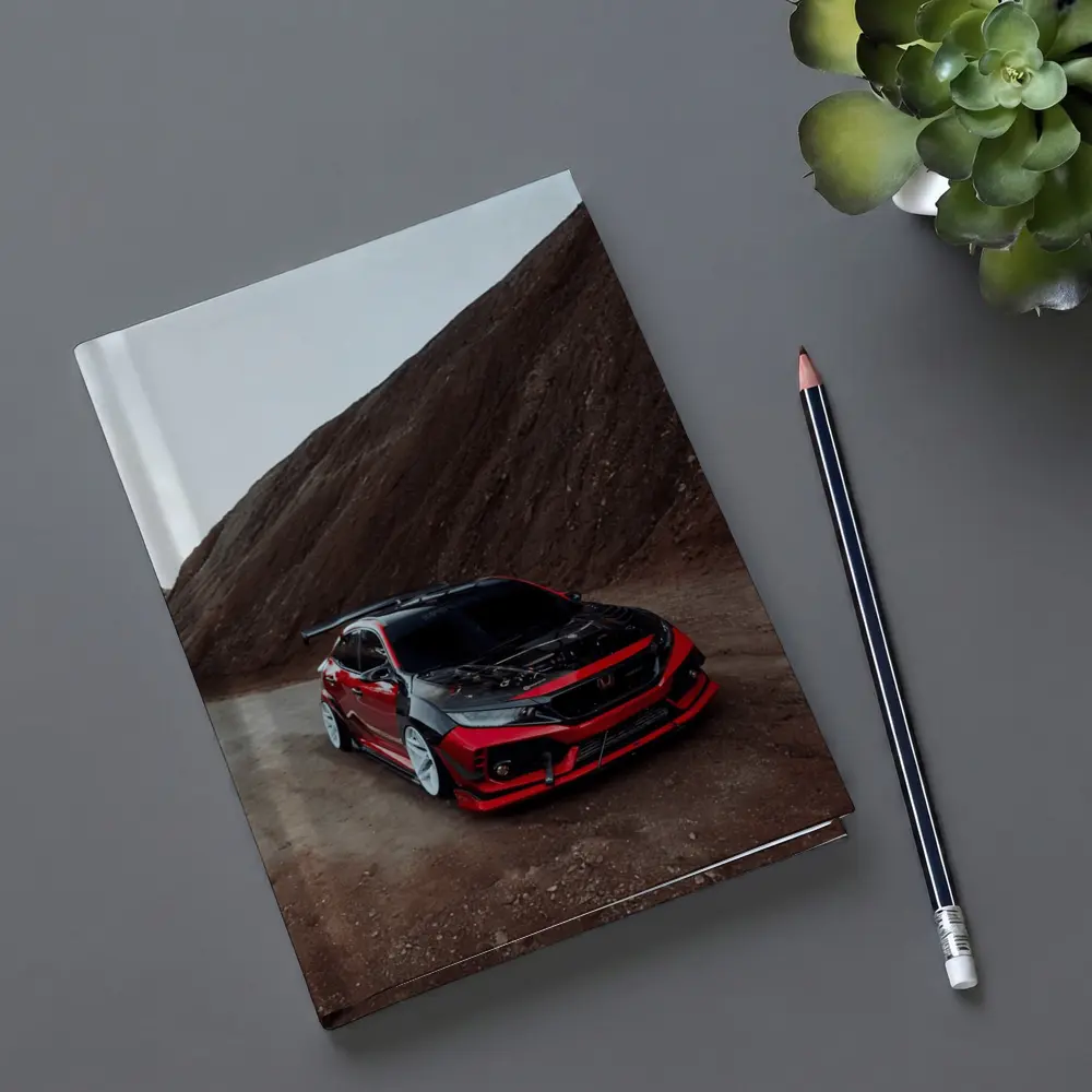 Honda Civic Red Modified Car Mountain Backdrop – Notebooks
