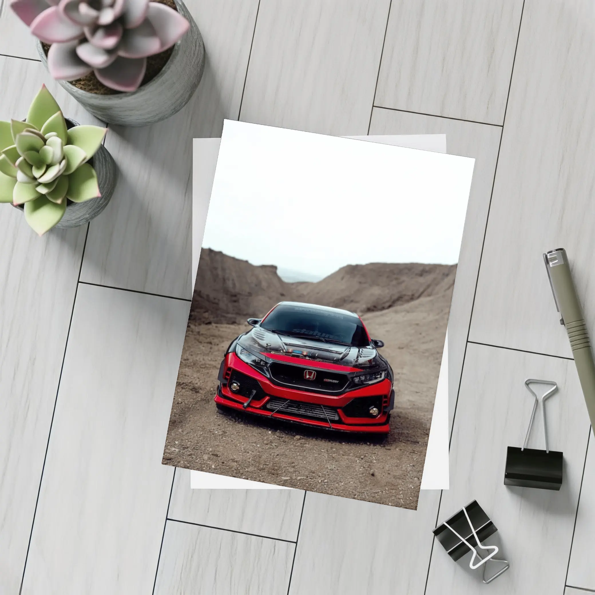 Honda Civic Type R Red Mountain Dirt Road – Postcards