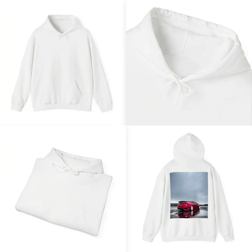 Red Honda Civic Stance Wet Rainy Lot – Hoodies