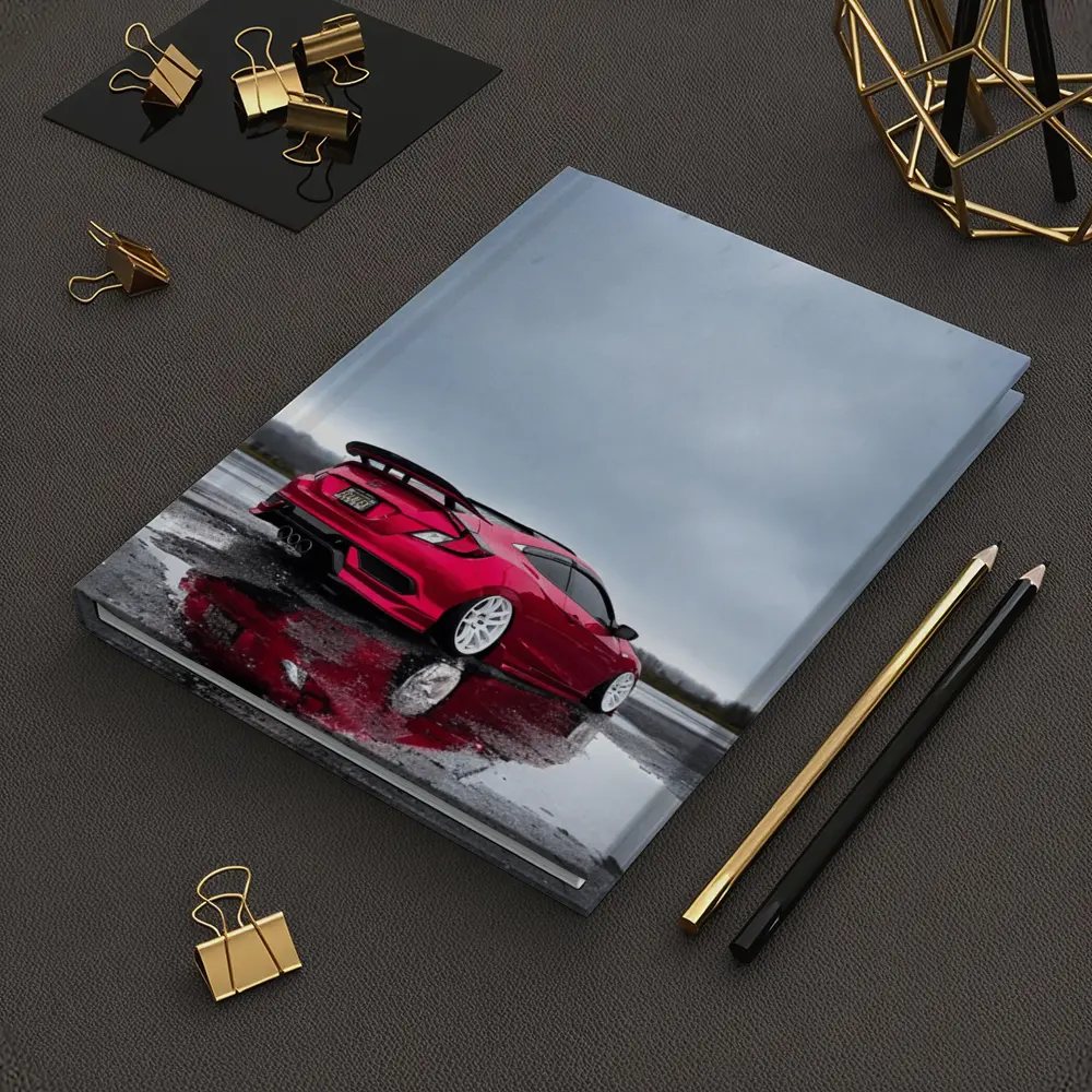 Red Honda Civic Stance Wet Rainy Lot – Notebooks