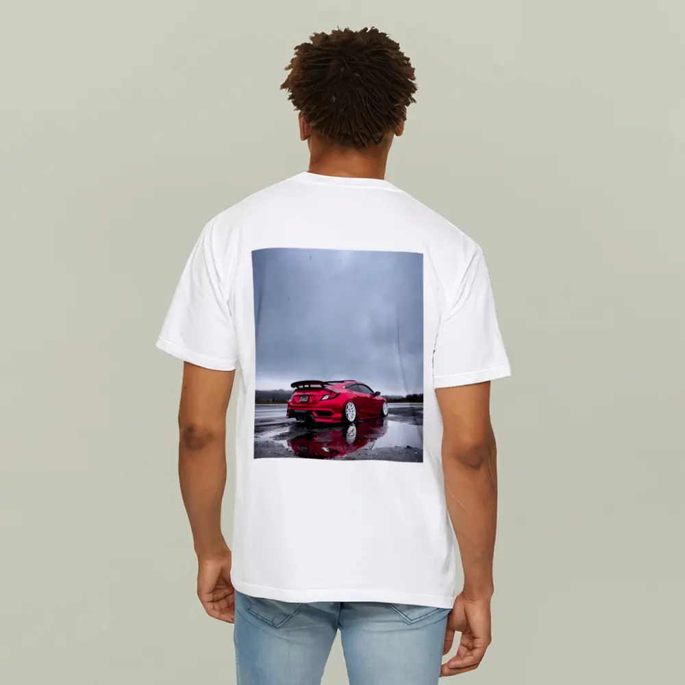 Red Honda Civic Stance Wet Rainy Lot – T-Shirts