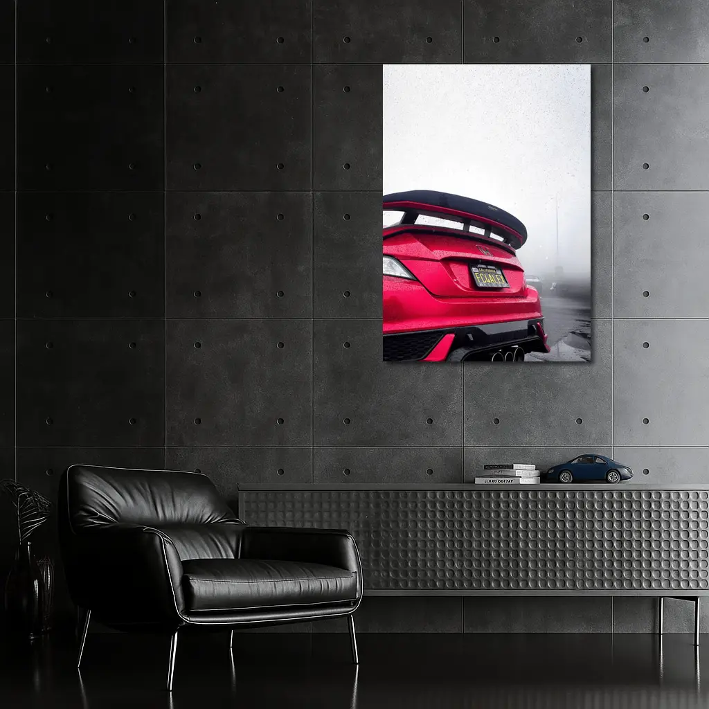 Honda Civic Type R Red Foggy Background – Wall Art