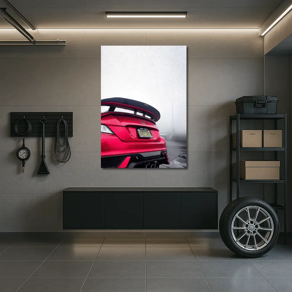 Honda Civic Type R Red Foggy Background – Wall Art