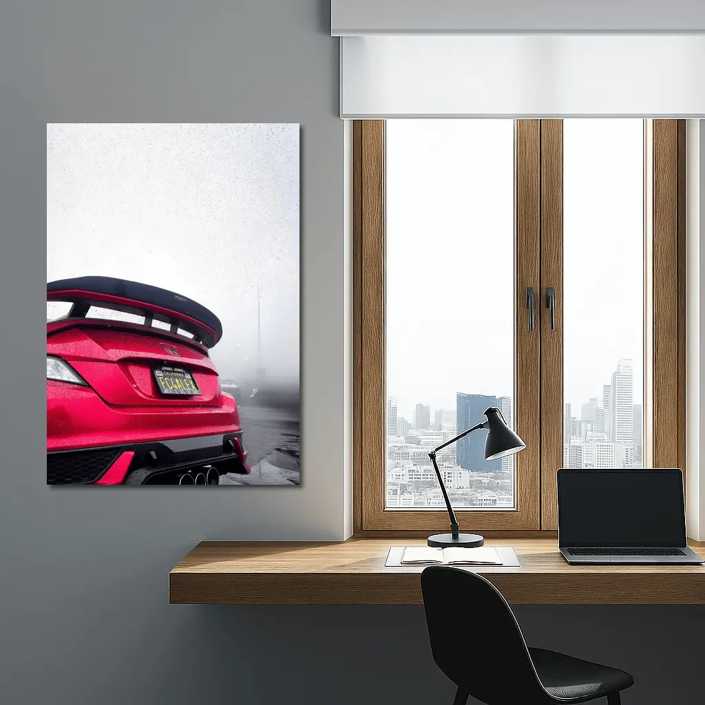 Honda Civic Type R Red Foggy Background – Wall Art