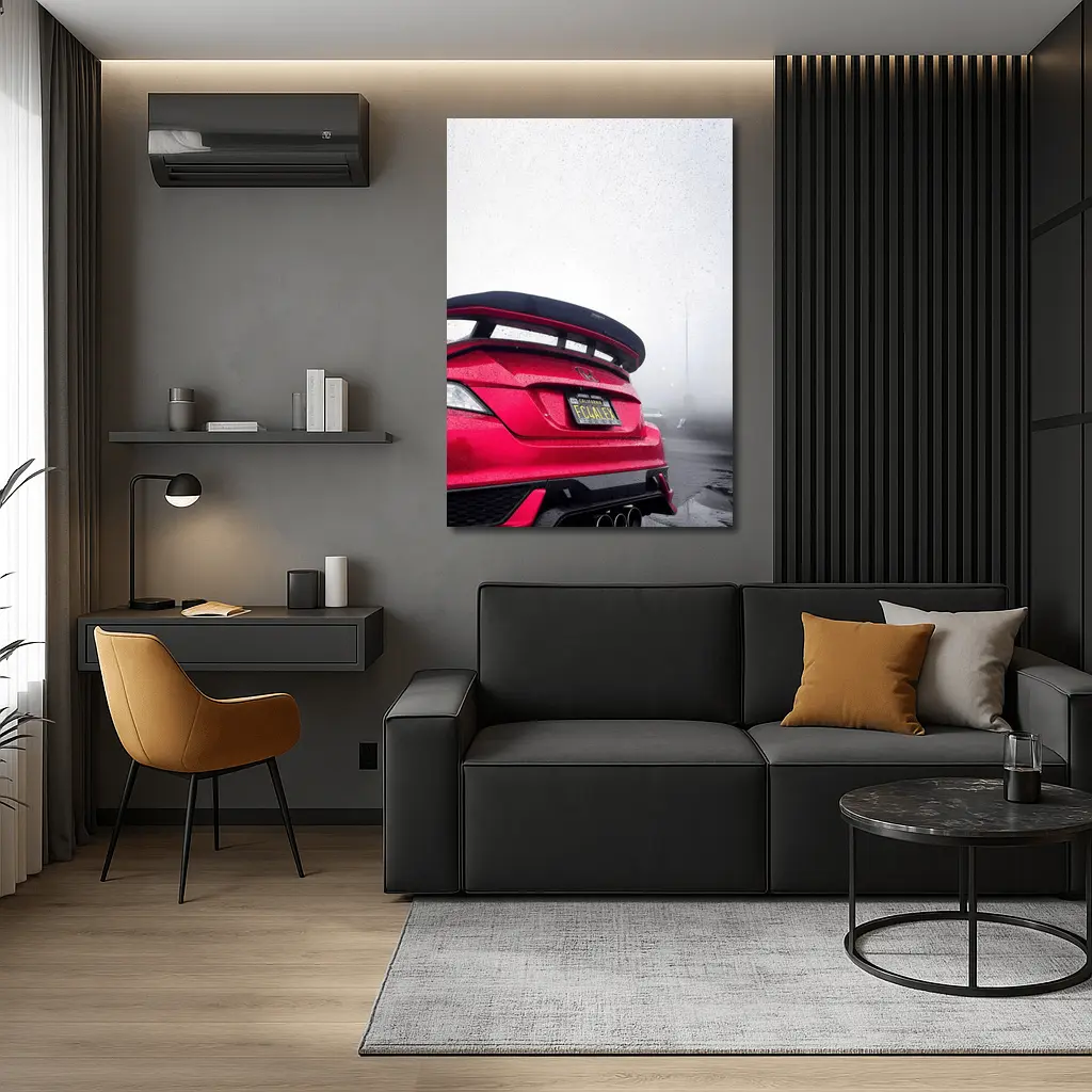 Honda Civic Type R Red Foggy Background – Wall Art