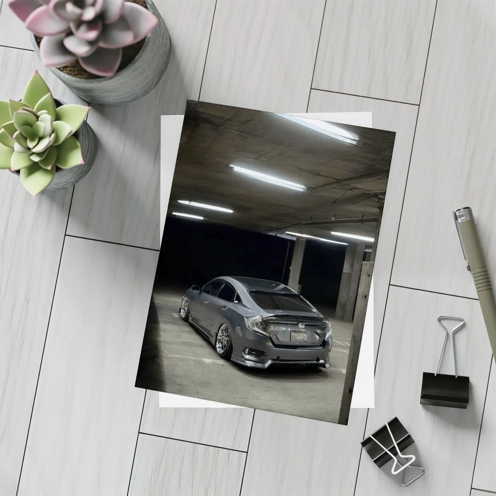 Honda Civic Stance Dark Parking Garage – Postcards