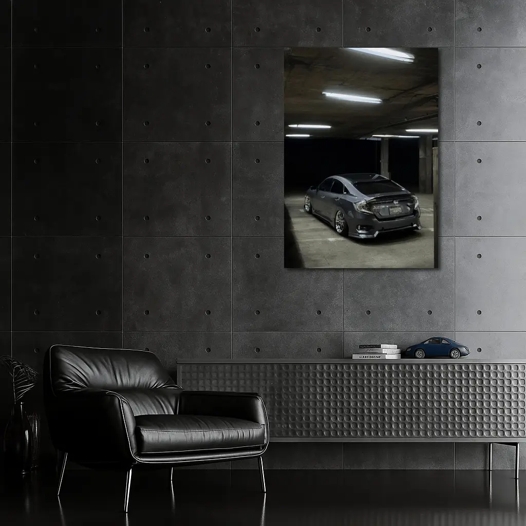 Honda Civic Stance Dark Parking Garage – Wall Art
