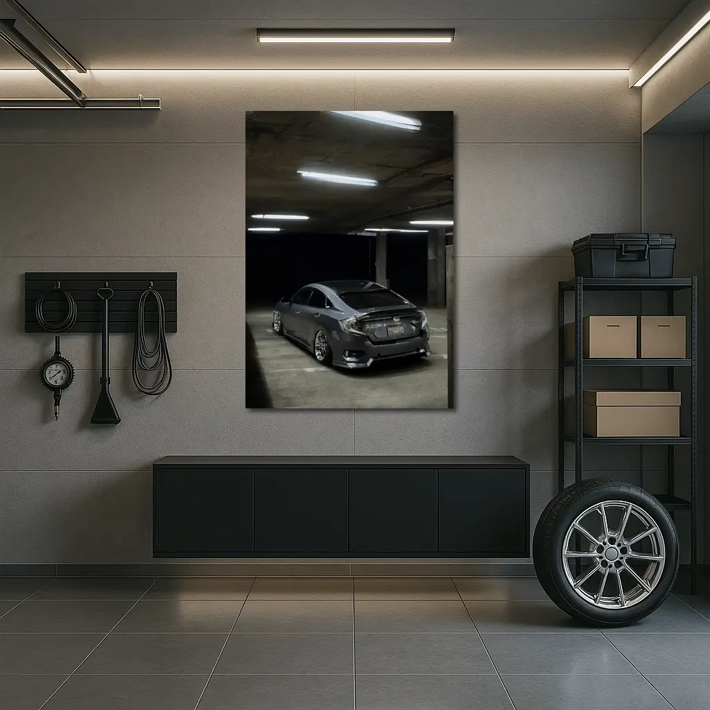 Honda Civic Stance Dark Parking Garage – Wall Art