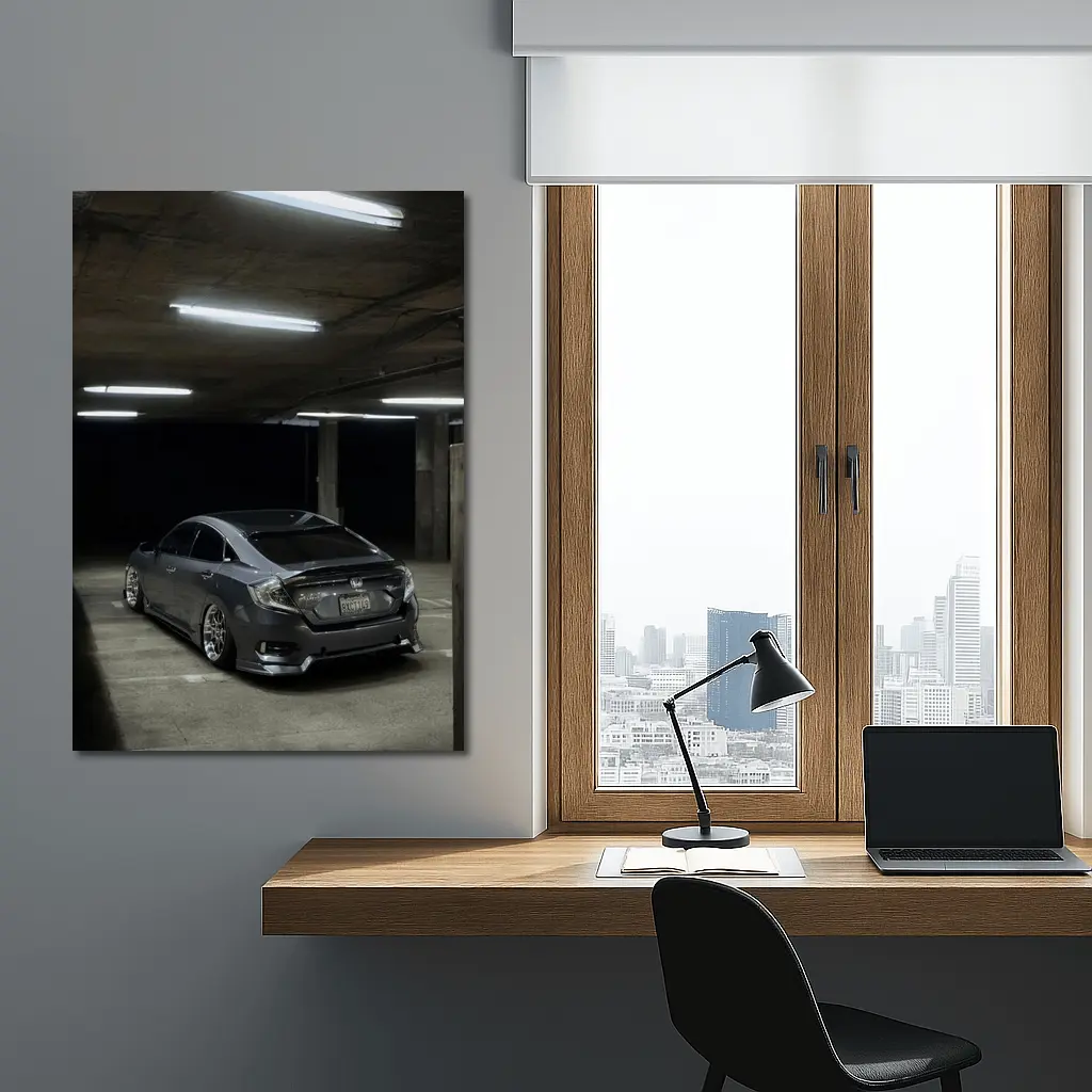 Honda Civic Stance Dark Parking Garage – Wall Art