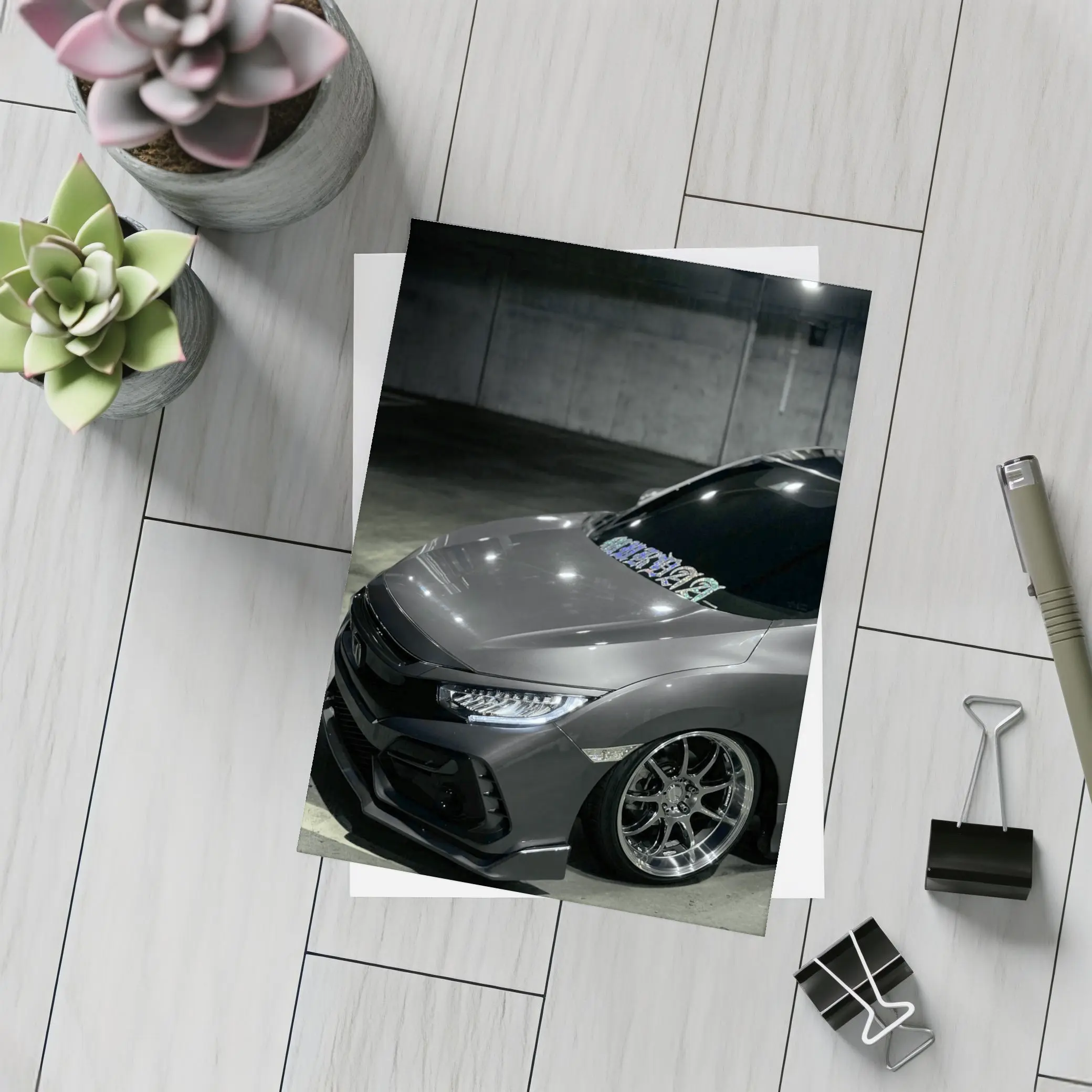 Honda Civic Type R Dark Parking Garage – Postcards
