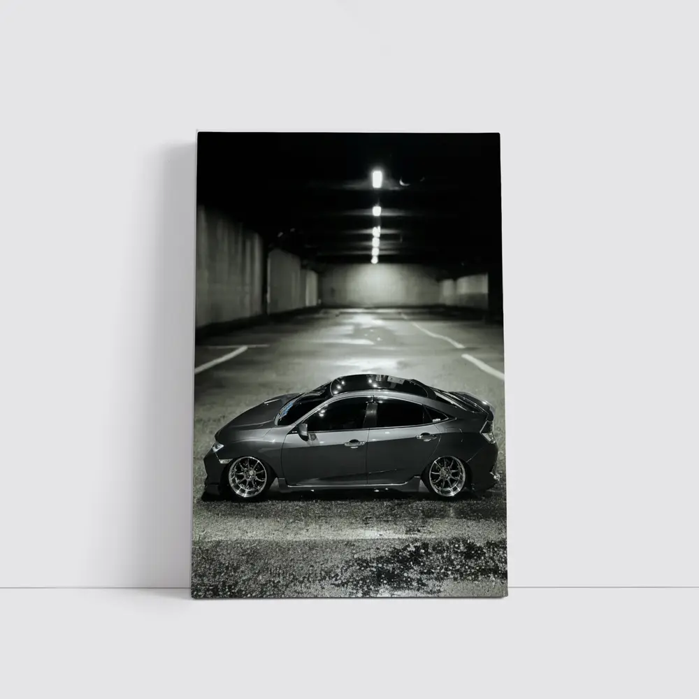 Honda Civic Slammed Low Parking Garage Night – Wall Art
