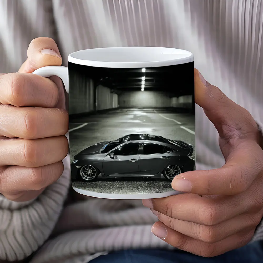 Honda Civic Slammed Low Parking Garage Night – Mugs