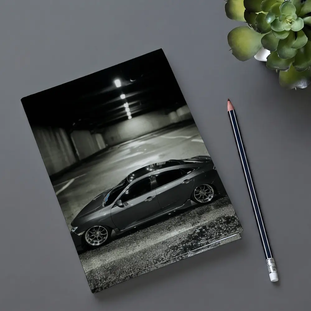 Honda Civic Slammed Low Parking Garage Night – Notebooks